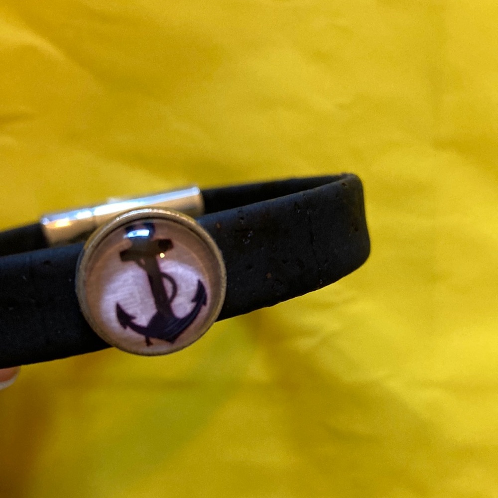 Handmade Cork Bracelet with Anchor Charm